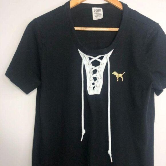 3/$30 Victoria's Secret VS PINK Lace Up T-Shirt Top Shirt Y2K 2000s - Picture 5 of 8